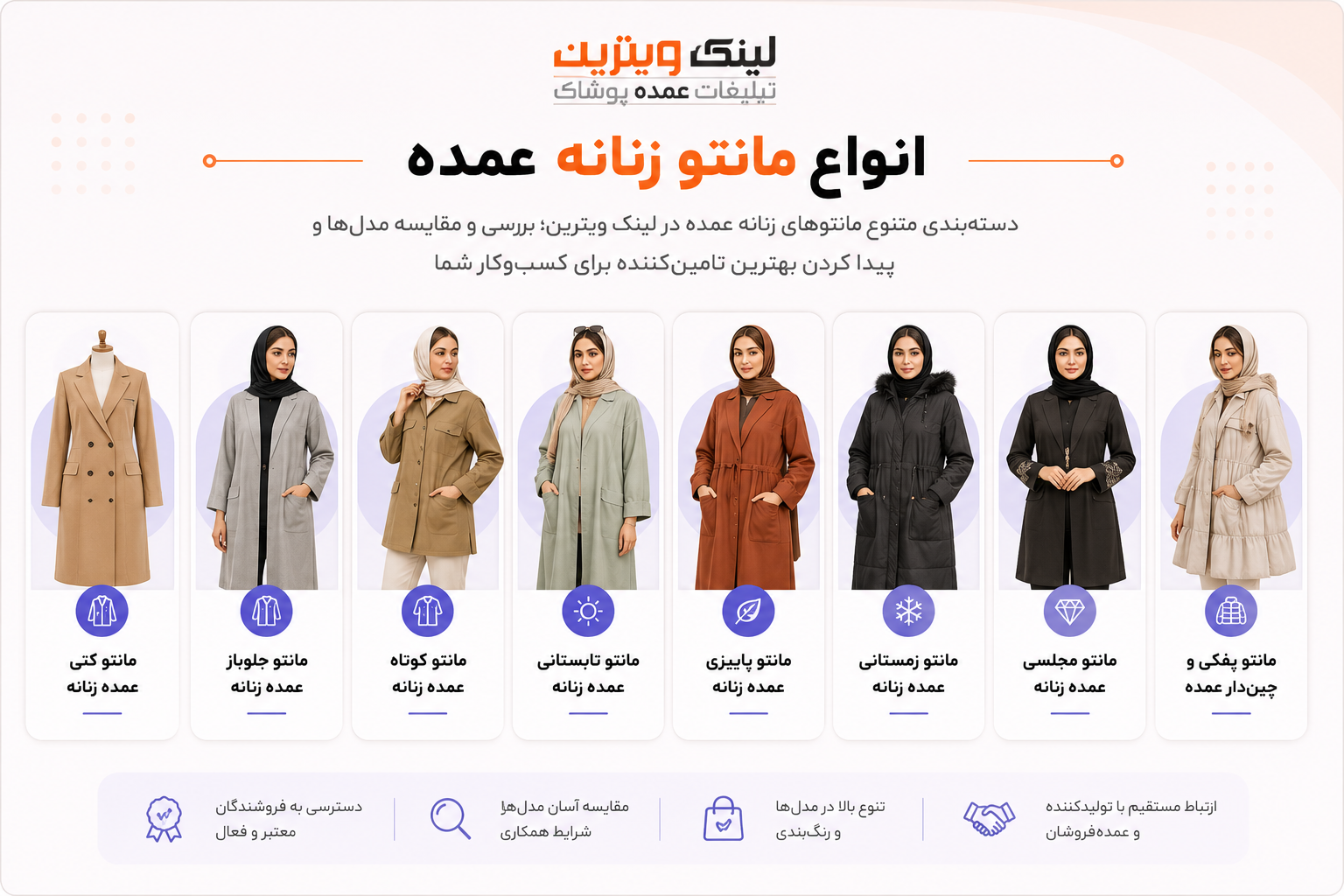 انواع مانتو زنانه - لینک ویترین